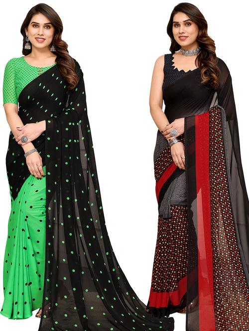 women pack of 2 casual wear combo sarees with blouse - 21434218 -  Standard Image - 0