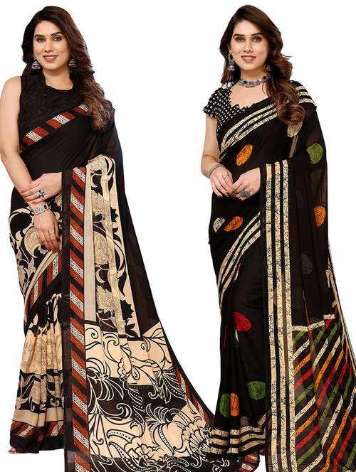 women pack of 2 casual wear combo sarees with blouse - 21434268 -  Standard Image - 0