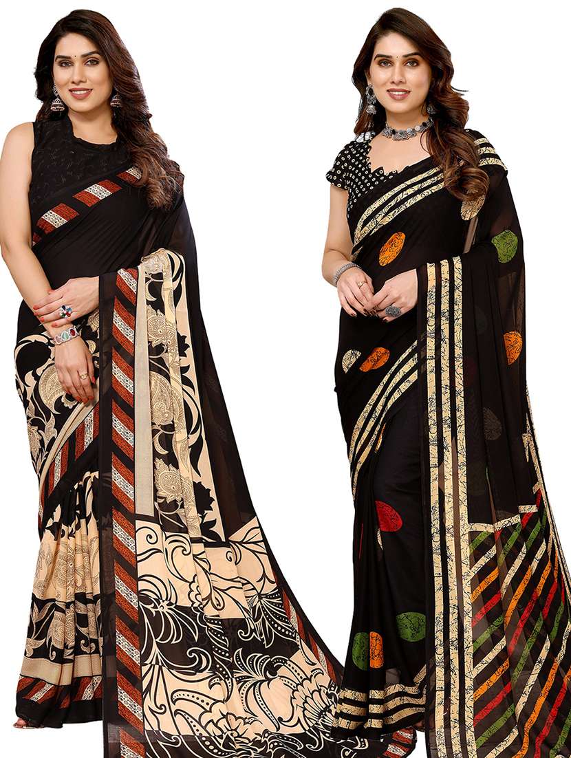 women pack of 2 casual wear combo sarees with blouse - 21434268 -  Zoom Image - 0