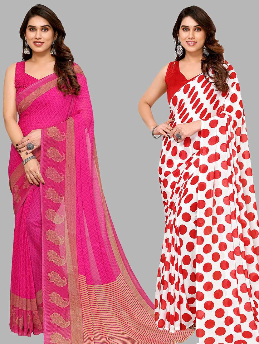 women pack of 2 casual wear combo saree with blouse