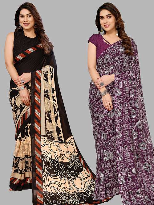 women pack of 2 casual wear combo sarees with blouse - 21434433 - Standard Image - 0