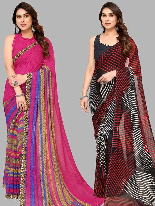 women pack of 2 casual wear combo sarees with blouse - 21434439 -  Standard Image - 0