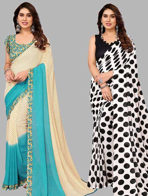 women pack of 2 casual wear combo sarees with blouse - 21434449 -  Standard Image - 0