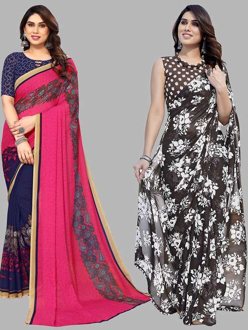 women pack of 2 casual wear combo saree with blouse - 21434460 - Standard Image - 0