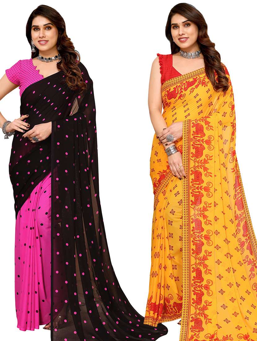women pack of 2 casual wear combo saree with blouse - 21434478 -  Zoom Image - 0