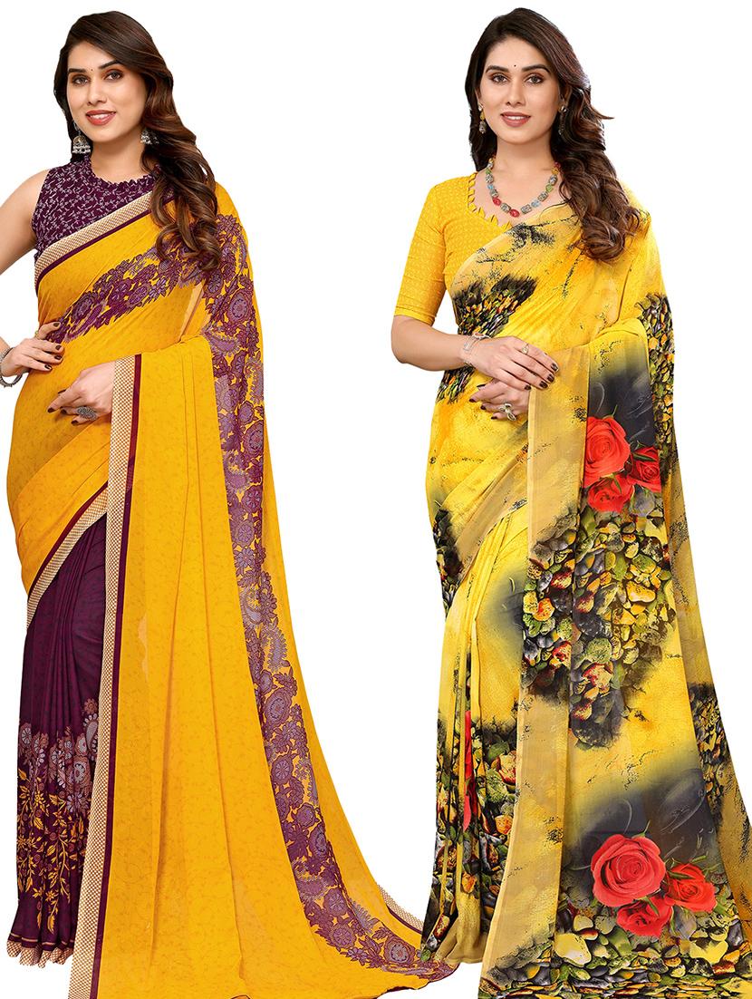 women pack of 2 casual wear combo sarees with blouse - 21434671 - Zoom Image - 0