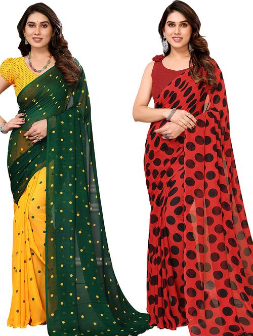 women pack of 2 casual wear combo sarees with blouse - 21434676 - Standard Image - 0