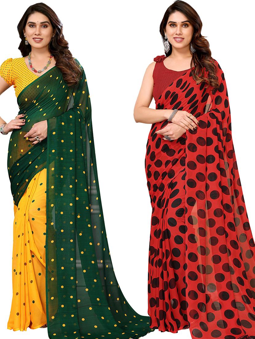 women pack of 2 casual wear combo sarees with blouse - 21434676 - Zoom Image - 0