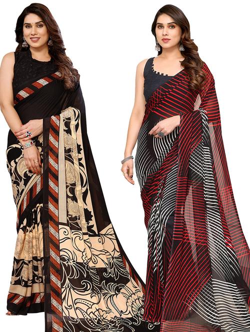 women pack of 2 casual wear combo sarees with blouse - 21434713 - Standard Image - 0