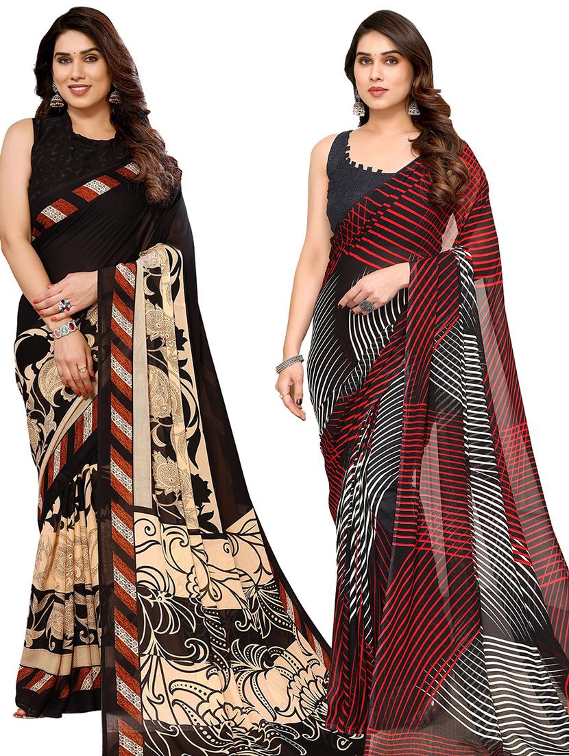 women pack of 2 casual wear combo sarees with blouse - 21434713 - Zoom Image - 0