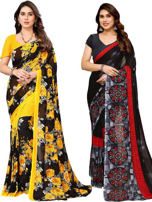 women pack of 2 casual wear combo sarees with blouse - 21434735 -  Standard Image - 0