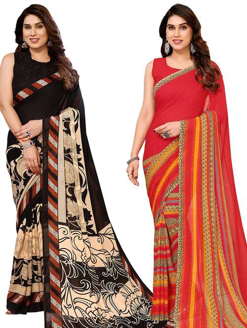 women pack of 2 casual wear combo sarees with blouse - 21434740 -  Standard Image - 0
