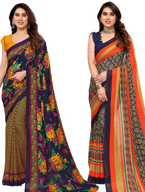 women pack of 2 casual wear combo sarees with blouse - 21434767 - Standard Image - 0