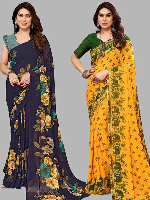 women pack of 2 casual wear combo sarees with blouse - 21434792 - Standard Image - 0