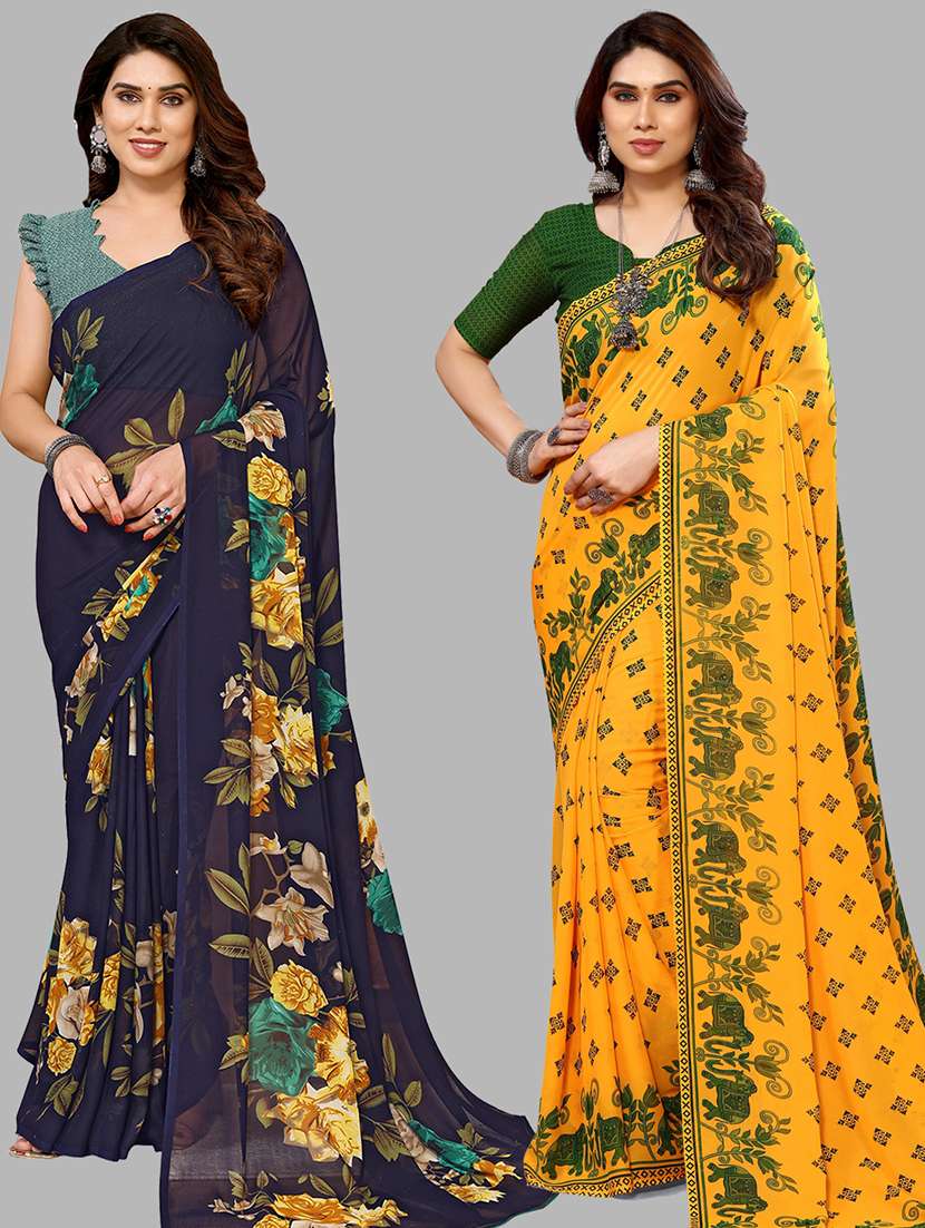 women pack of 2 casual wear combo sarees with blouse - 21434792 - Zoom Image - 0