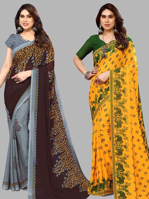 women pack of 2 casual wear combo sarees with blouse - 21434798 -  Standard Image - 0
