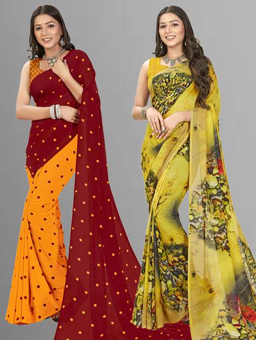 women pack of 2 casual wear sarees - 21434818 - Standard Image - 0