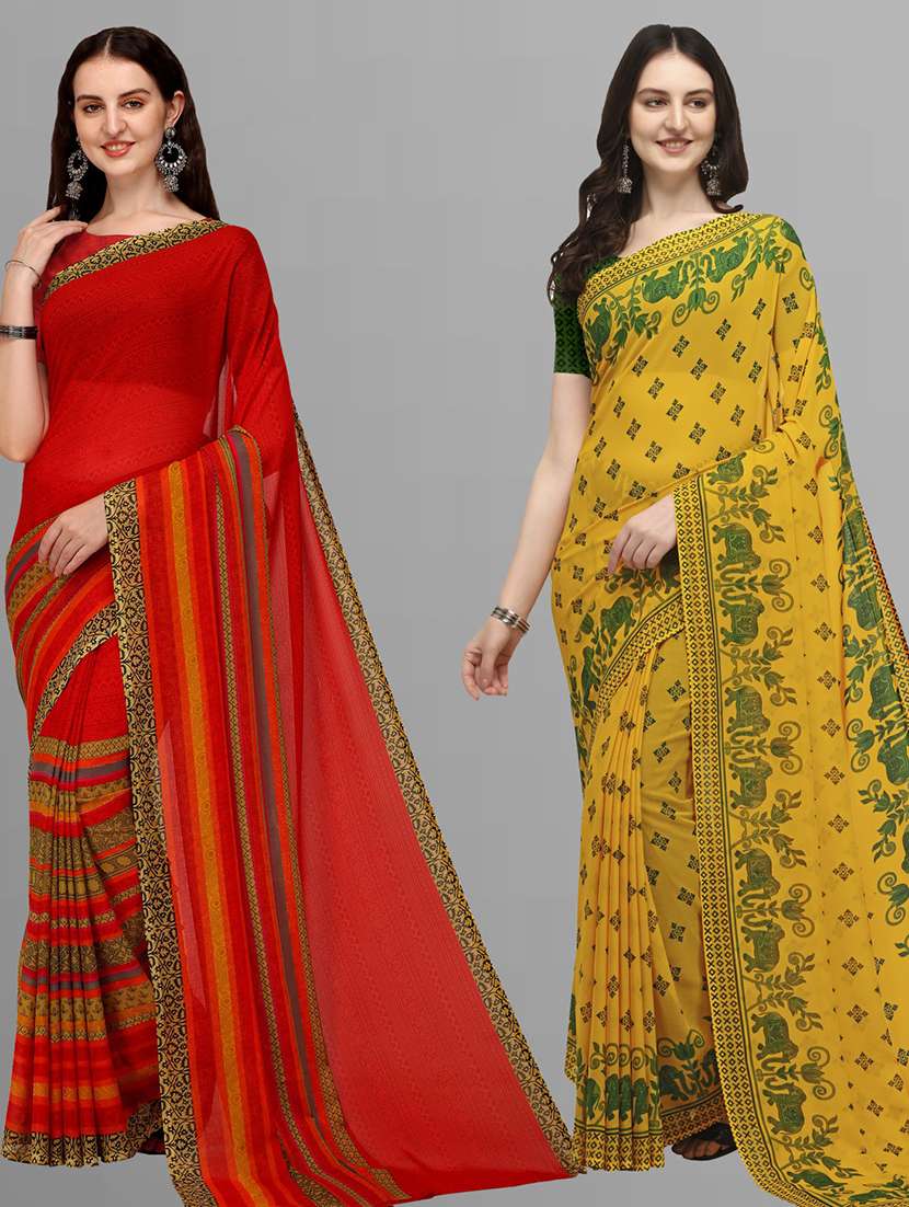 women pack of 2 casual wear sarees