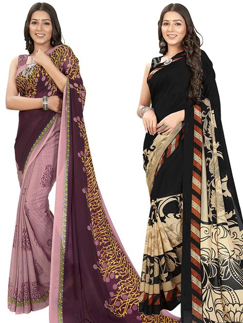 women pack of 2 casual wear combo sarees with blouse - 21434842 -  Standard Image - 0