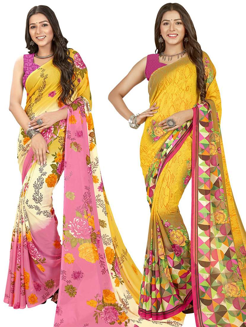 women pack of 2 casual wear combo sarees