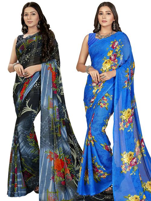 women pack of 2 casual wear sarees - 21434869 - Standard Image - 0