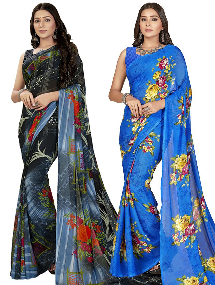 women pack of 2 casual wear sarees - 21434869 - Zoom Image - 0
