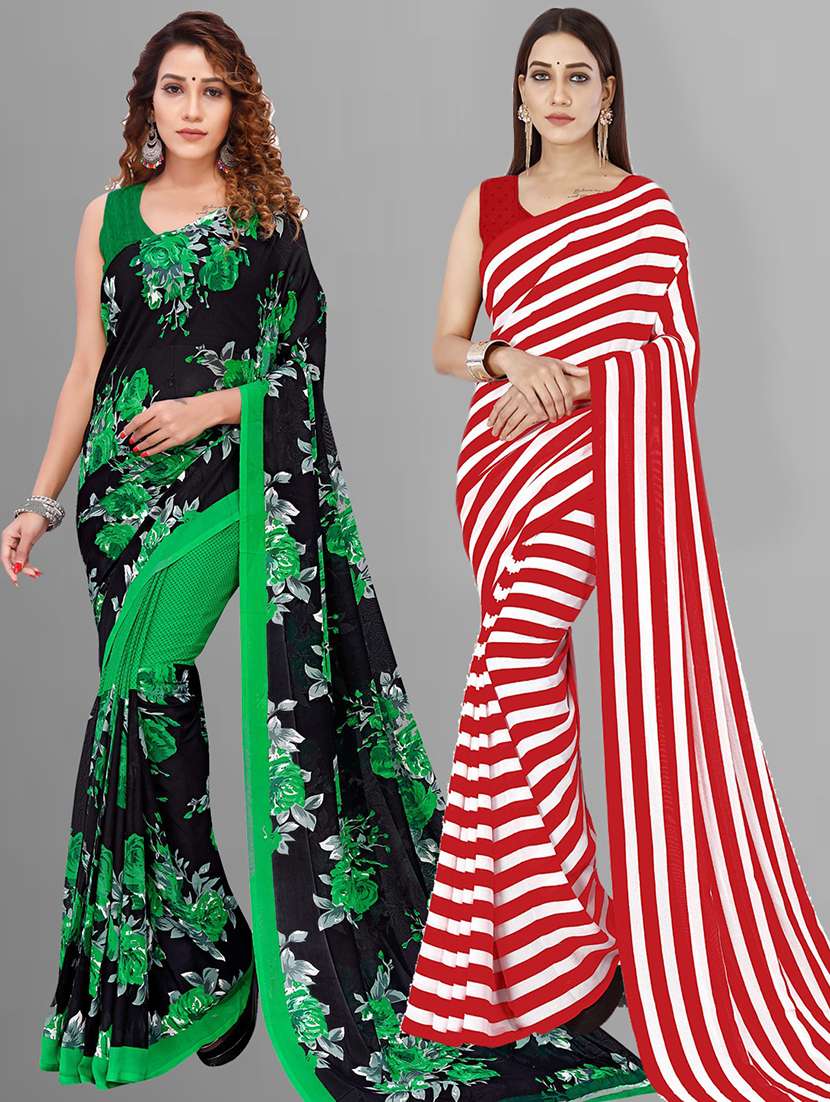 women pack of 2 casual wear sarees - 21434882 - Zoom Image - 0