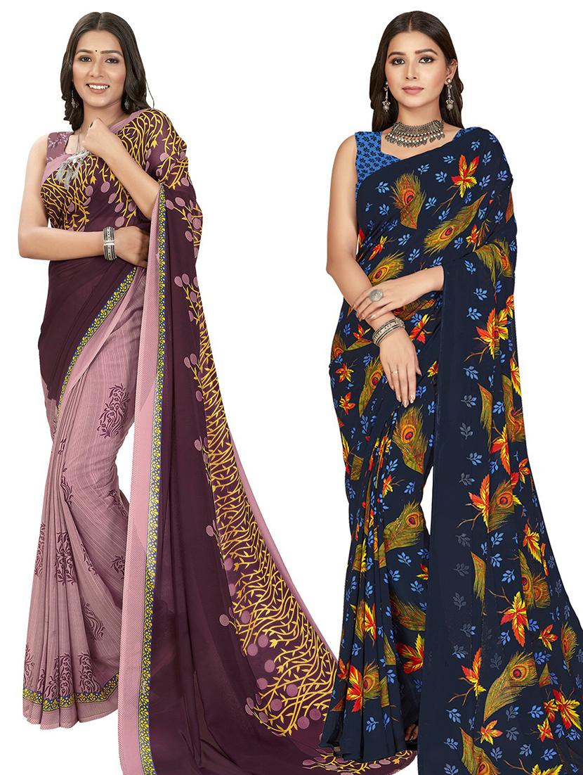 women pack of 2 casual wear sarees - 21435023 - Zoom Image - 0