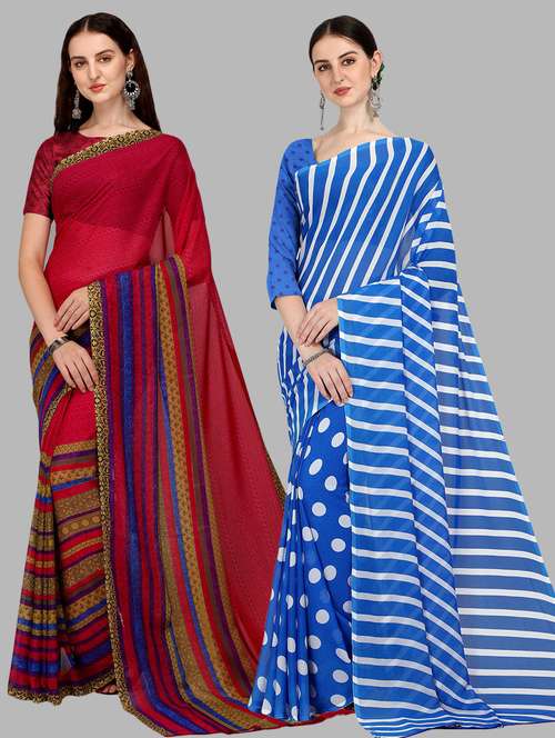 pack of 2 printed casual wear sarees - 21435140 -  Standard Image - 0