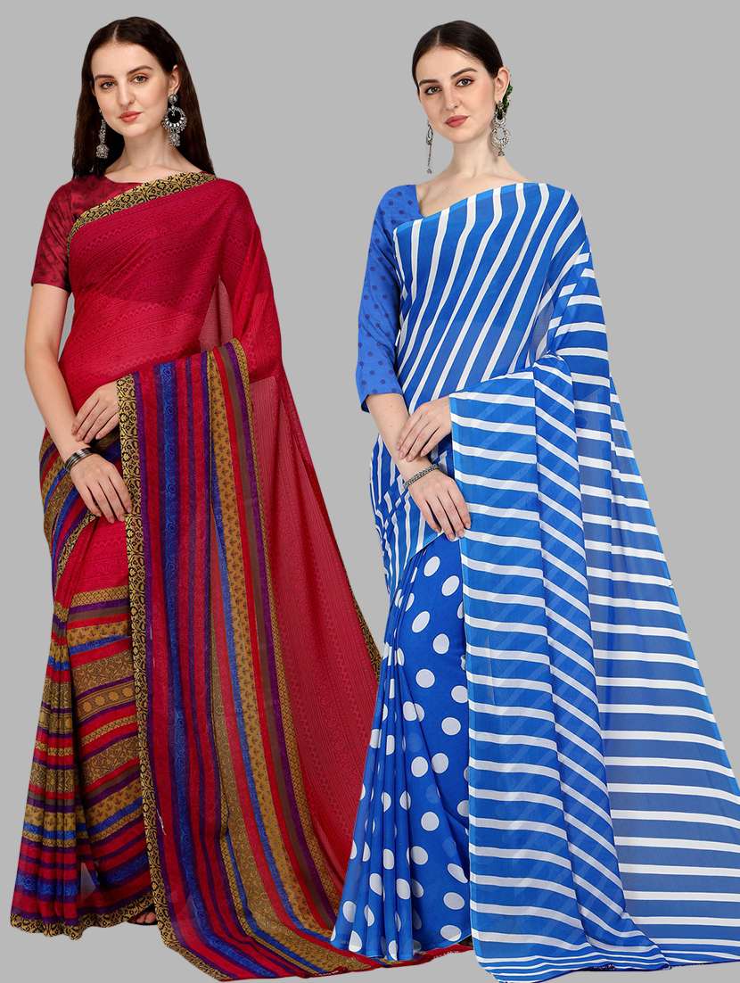 pack of 2 printed casual wear sarees - 21435140 -  Zoom Image - 0