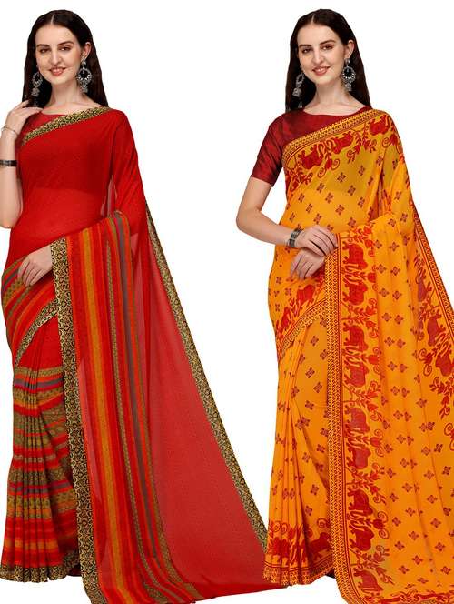 women pack of 2 casual wear sarees - 21435144 -  Standard Image - 0