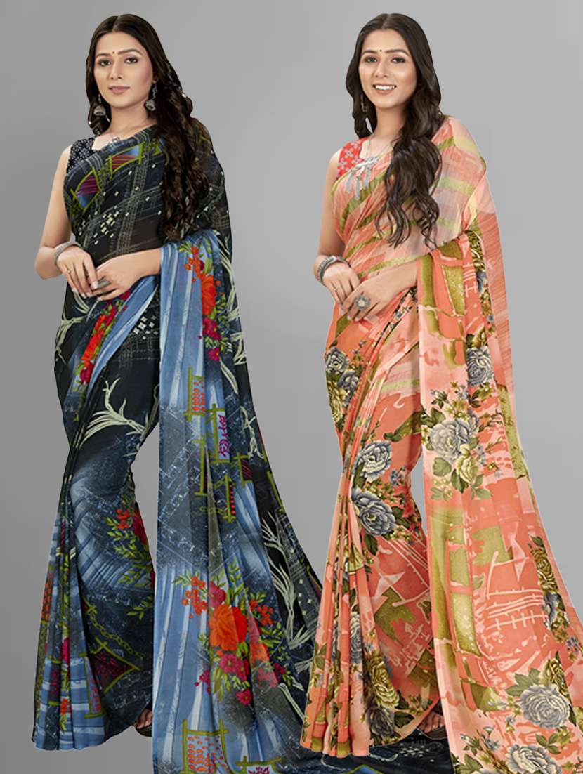 pack of 2 printed casual wear sarees
