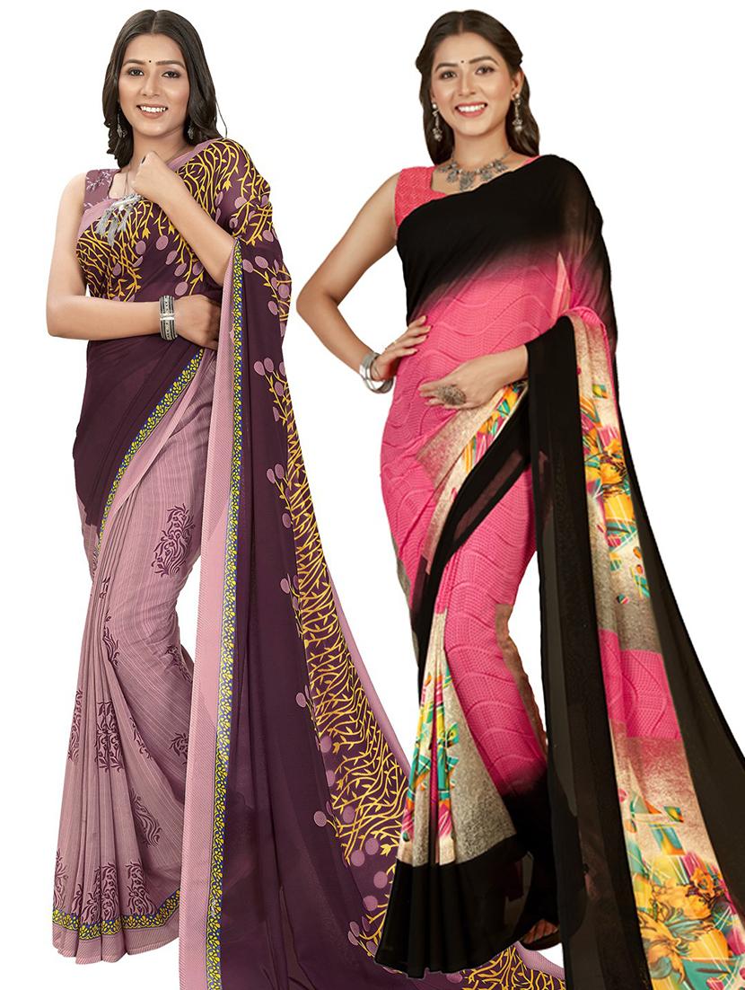 pack of 2 printed casual wear sarees - 21435204 - Zoom Image - 0