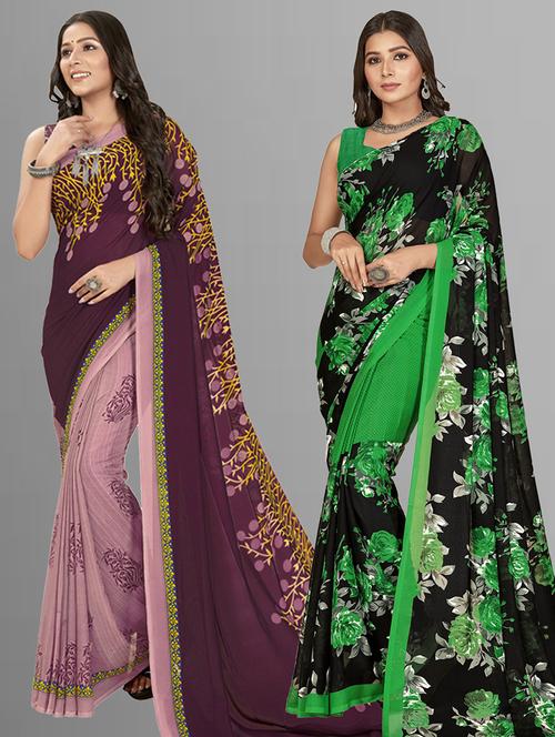 women pack of 2 casual wear combo sarees with blouse - 21435238 -  Standard Image - 0
