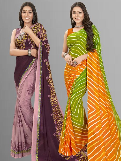 women pack of 2 casual wear combo sarees with blouse - 21435376 - Standard Image - 0