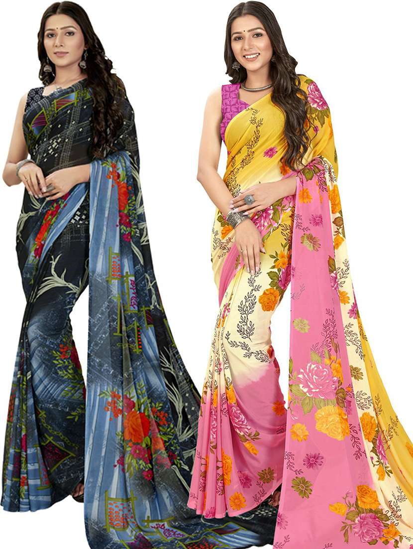 pack of 2 printed casual wear sarees