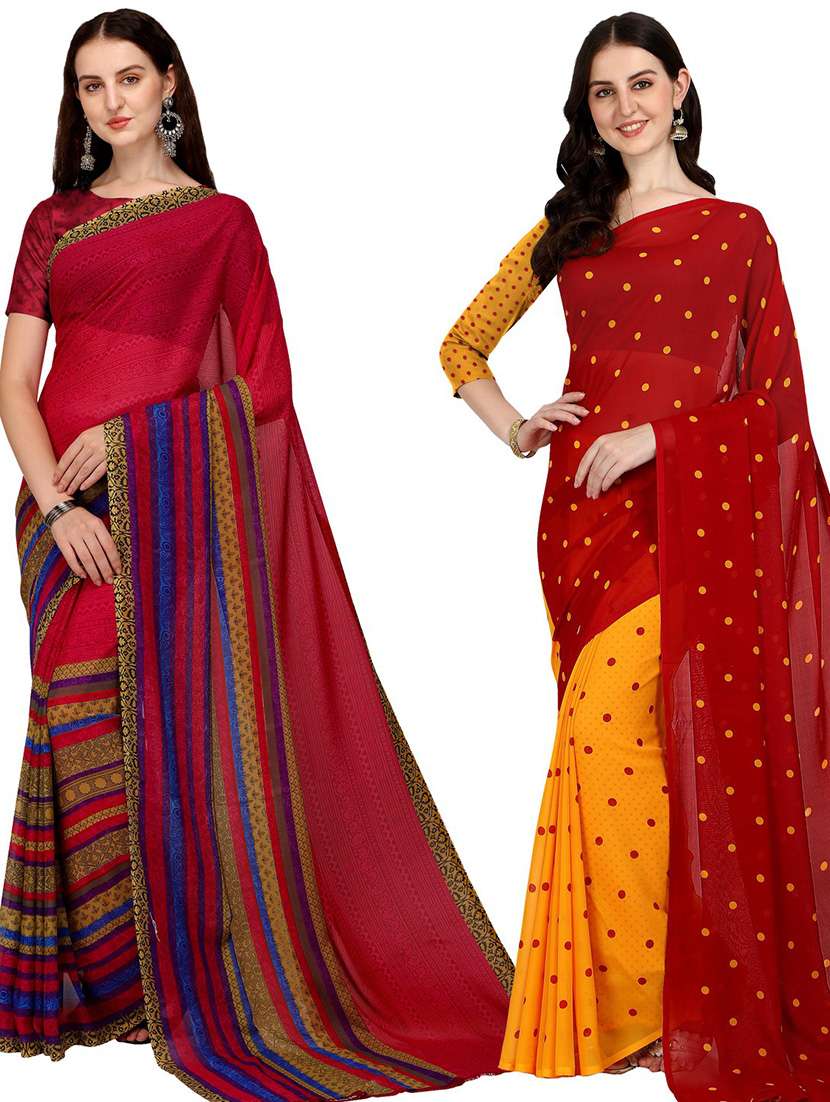 pack of 2 casual wear combo sarees with blouse