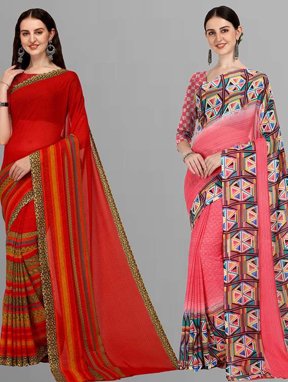 pack of 2 printed casual wear sarees