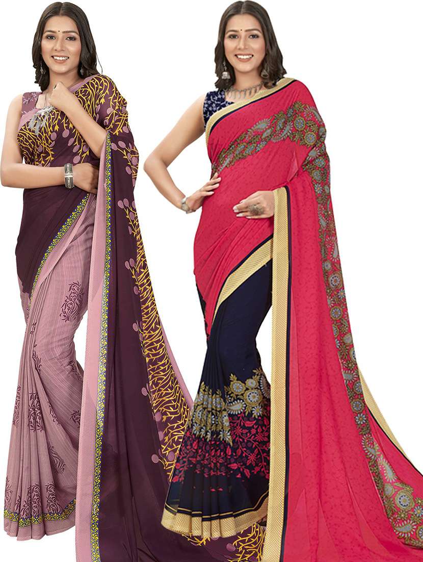 pack of 2 casual wear combo sarees - 21435686 - Zoom Image - 0
