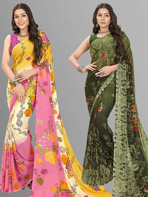 pack of 2 printed casual wear saree - 21435693 - Standard Image - 0