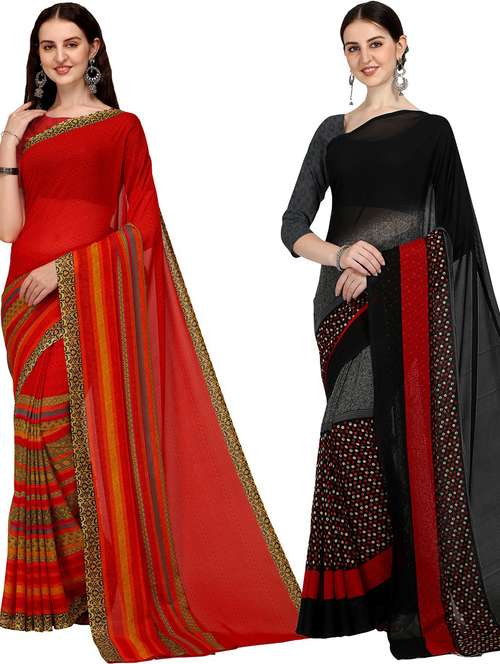 pack of 2 printed casual wear saree - 21435707 -  Standard Image - 0