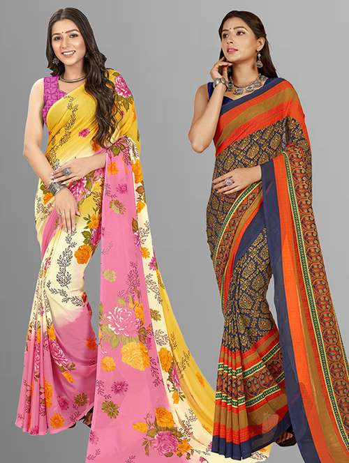 pack of 2 printed sarees - 21435709 -  Standard Image - 0