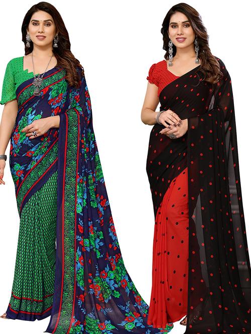 women pack of 2 casual wear sarees - 21439688 - Standard Image - 0