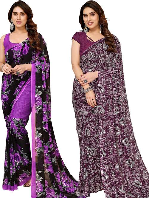 women pack of 2 casual wear sarees - 21439764 -  Standard Image - 0