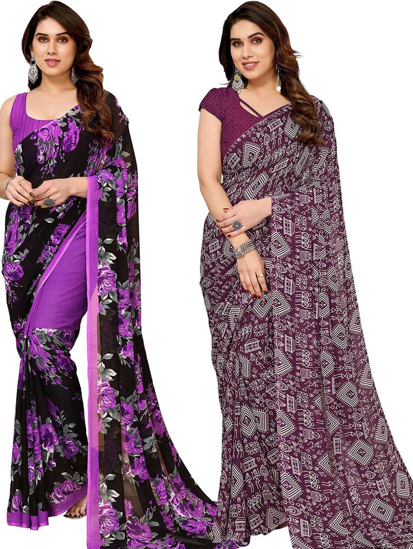 women pack of 2 casual wear sarees