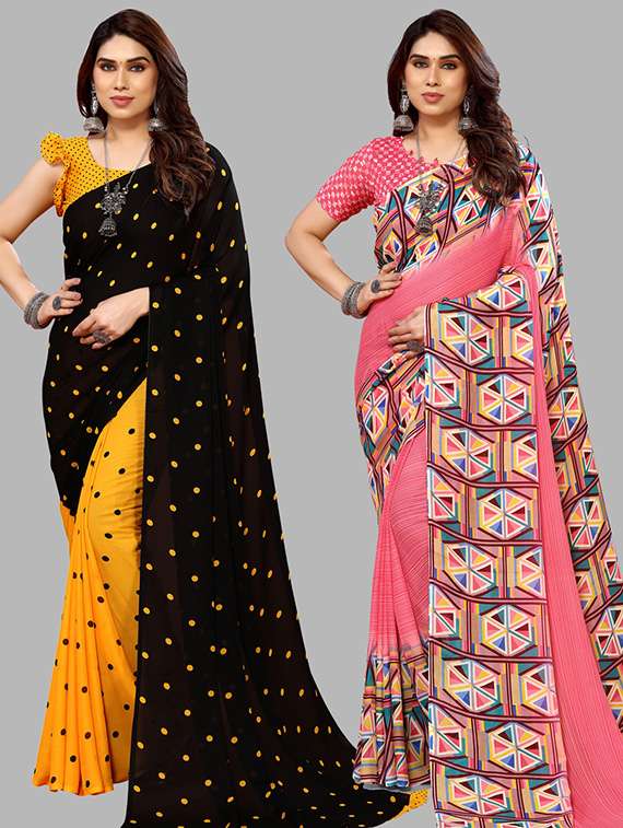 women pack of 2 casual wear sarees
