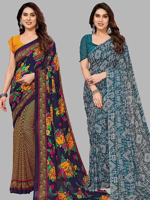 women pack of 2 printed casual sarees - 21439843 -  Standard Image - 0