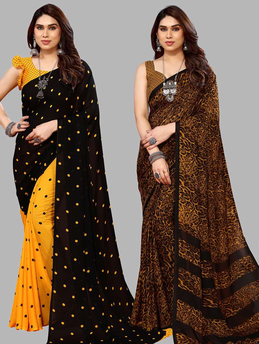 pack of 2 printed casual wear sarees with blouse