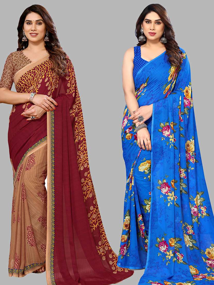 women pack of 2 casual wear sarees