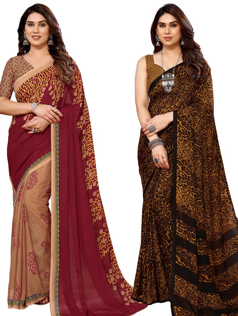 pack of 2 women printed sarees with blouse - 21440092 -  Zoom Image - 0